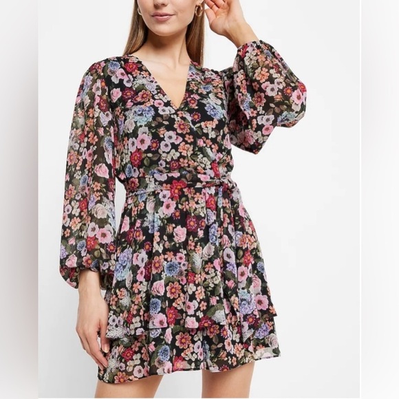 Express Dresses & Skirts - Express Floral Wrap Front Romper